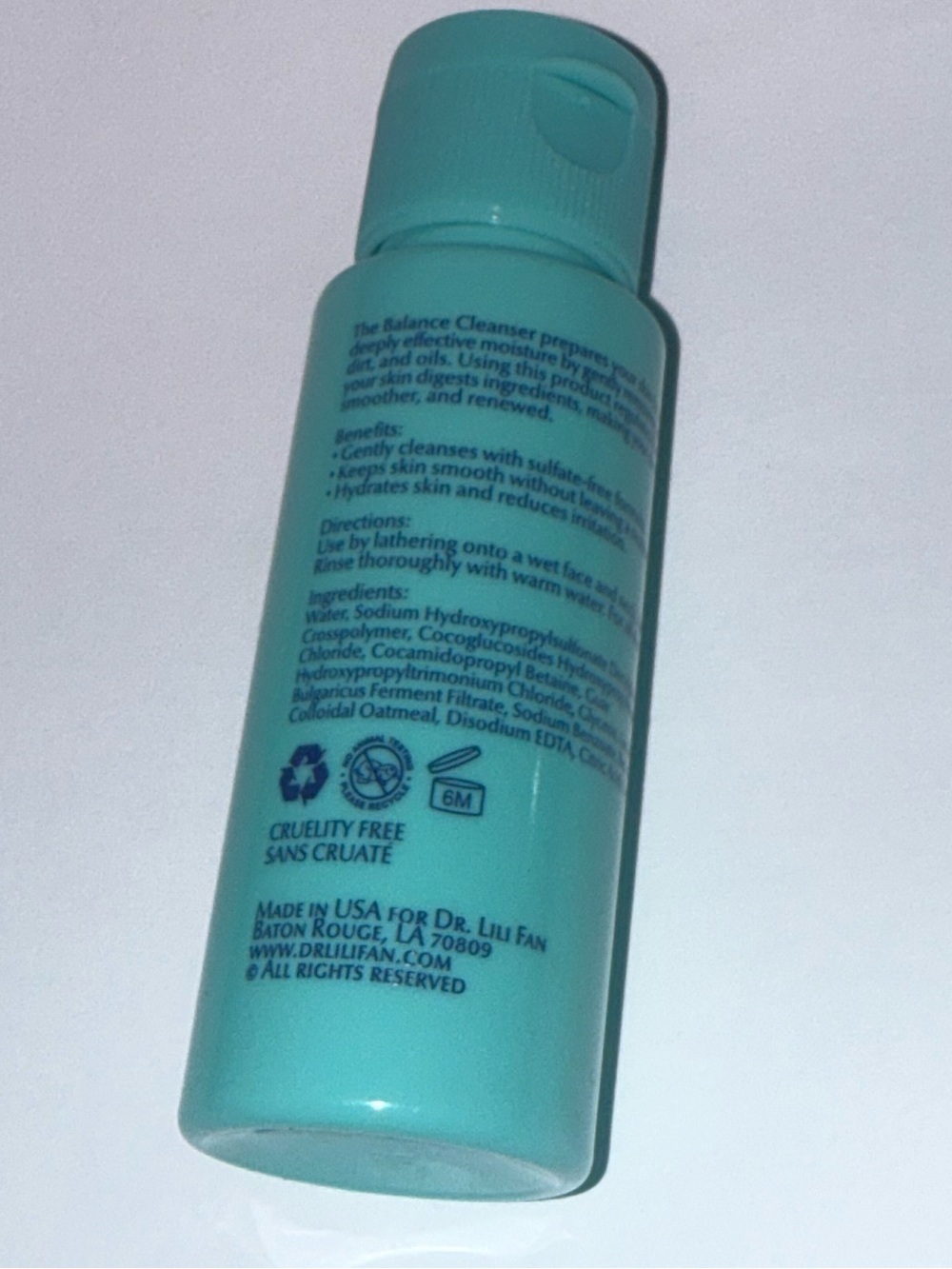 Dr. Lili Fan Balance Cleanser Gentle Sugar-Based Face Wash 1 oz Travel Size - Picture 3 of 4